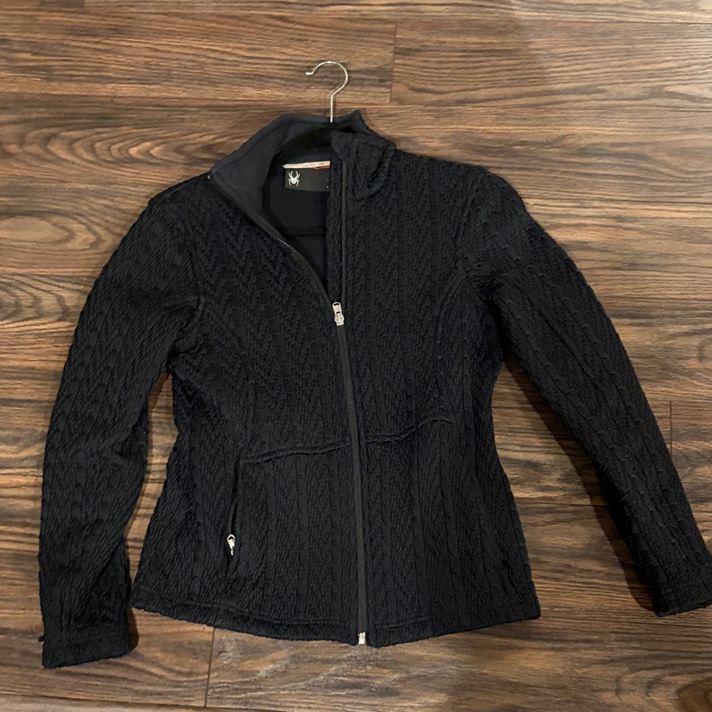 Spyder Black Textured Zip-Up Jacket
